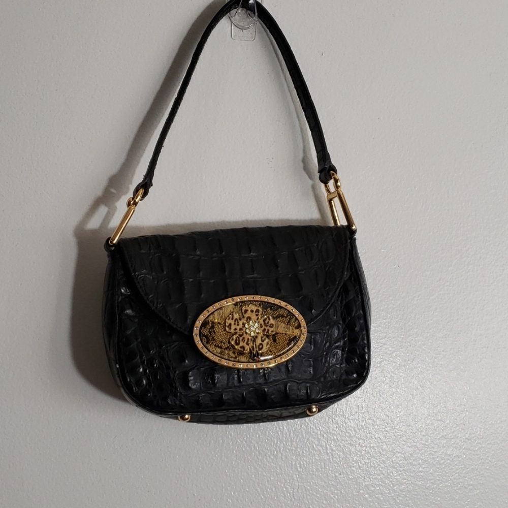 DEBBIE BROOKS CROC EMBOSSED LEATHER MINI BAG - Picture 2 of 9